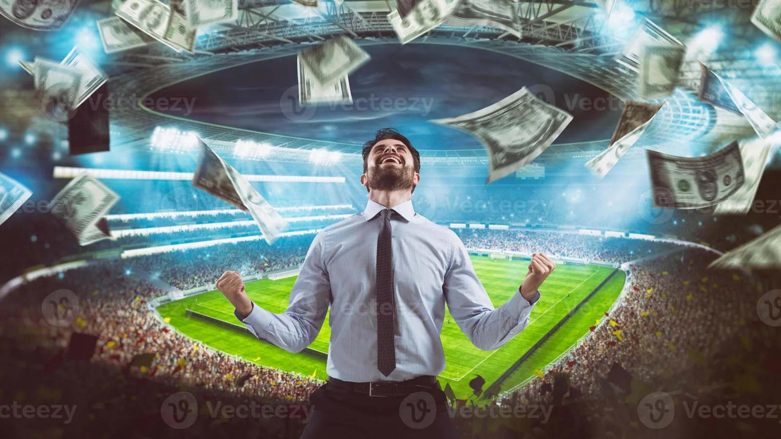 Tampilan olahraga digital dengan suasana pertandingan